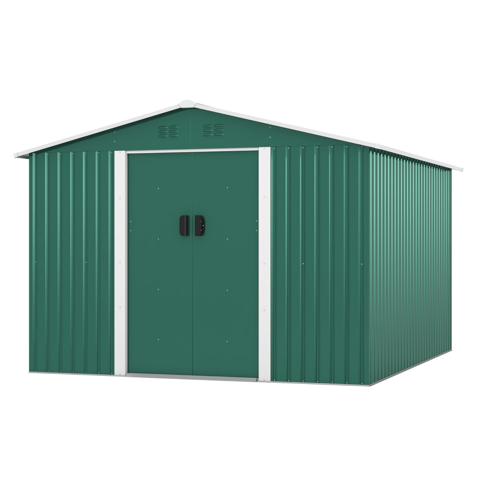 10.5\'x9.1\' Outdoor Storage Shed  w/Sliding Doors Metal Shed Garden Shed Lockable