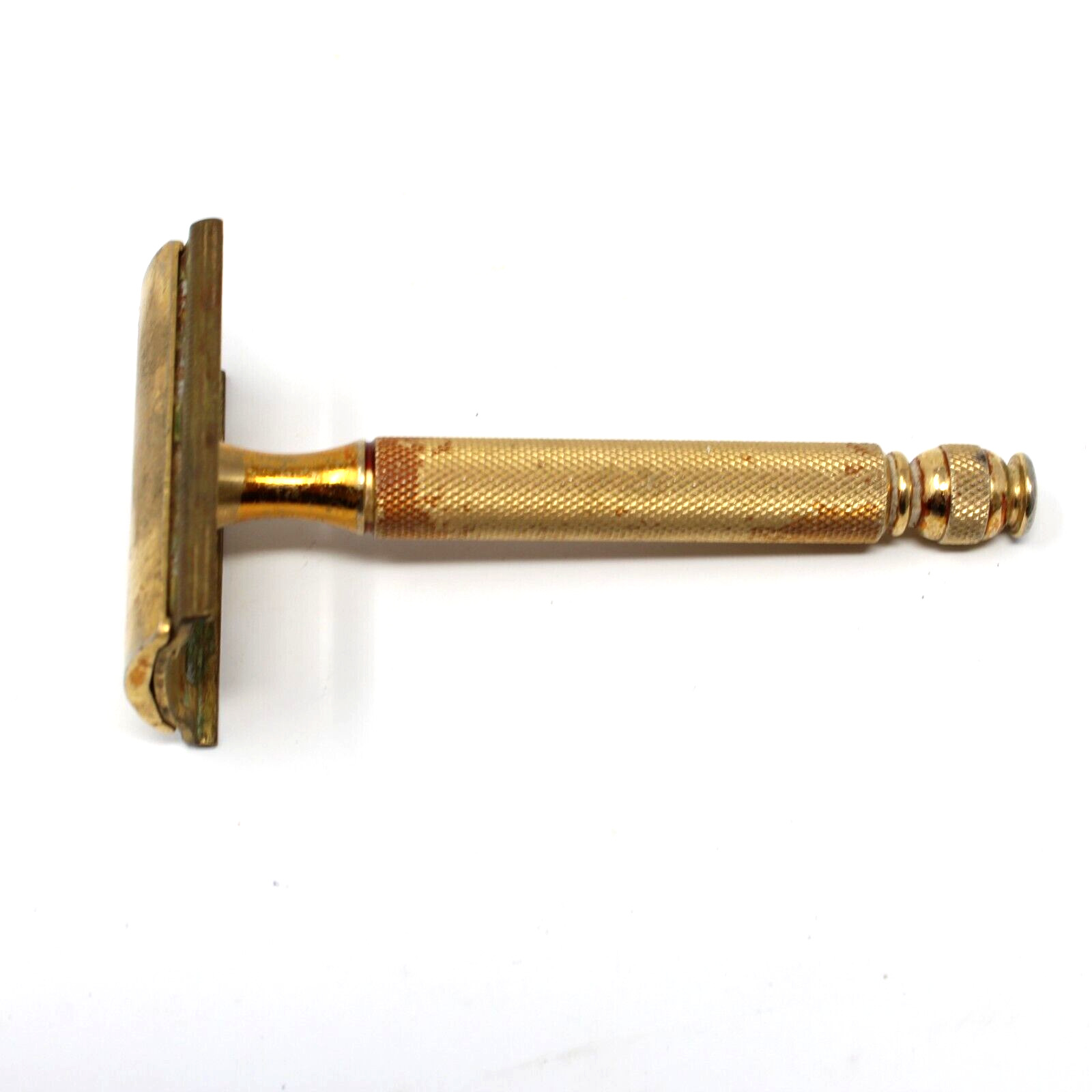 Vintage Gillette Ball End Tech Gold Tone Double Edge Safety Razor Made in USA