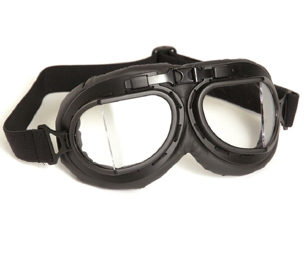 British RAF Style Black Aviator Goggles-Airsoft-Paintball-Steampunk-Motorcycle