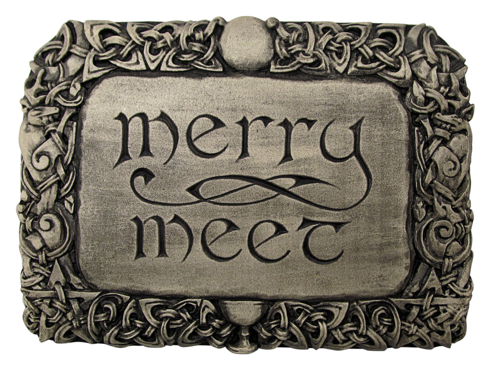 Merry Meet Wall Plaque Stone Finish Dryad Design Wiccan Saying Welcome Sign