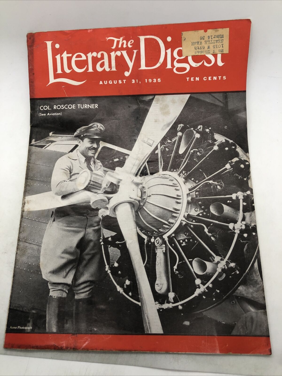 The Literary Digest August 31, 1935 Col. Roscoe Turner Cover