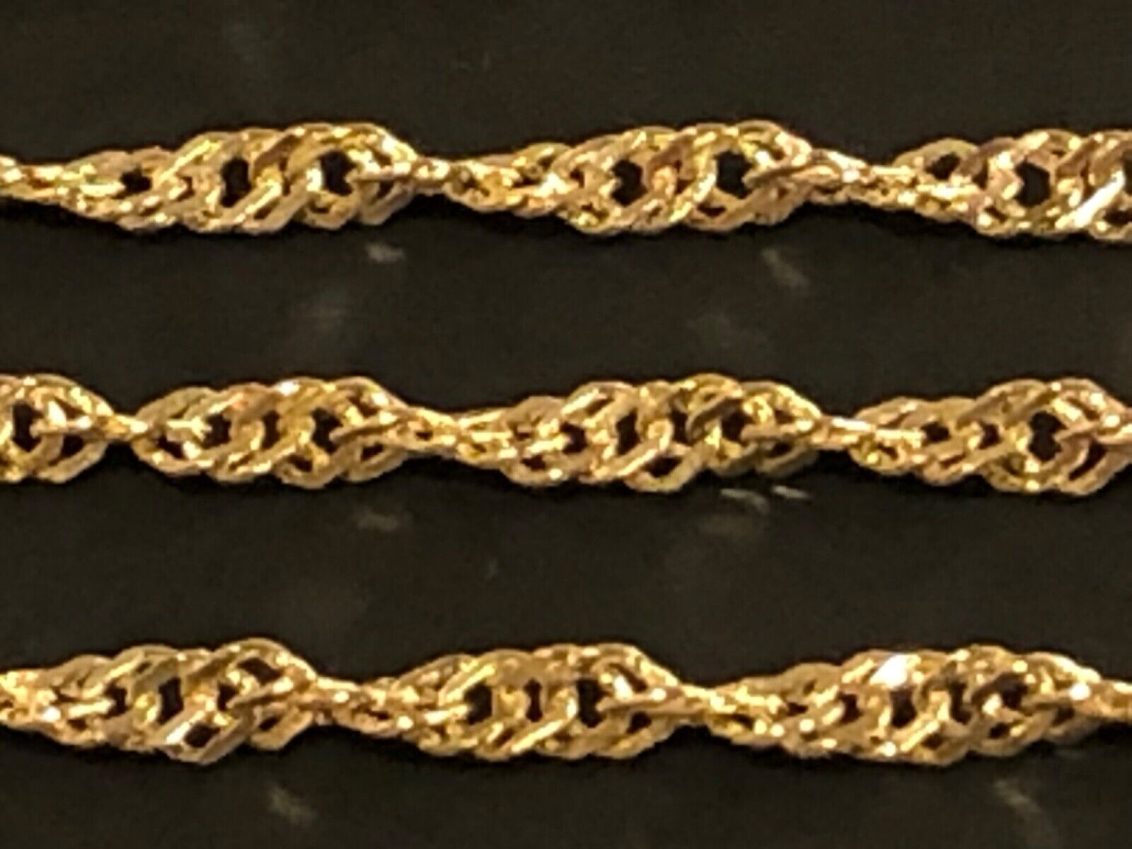 14K Solid Yellow Gold 2.15mm Singapore Chain Diamond Cut Twisted Necklace 16-24”
