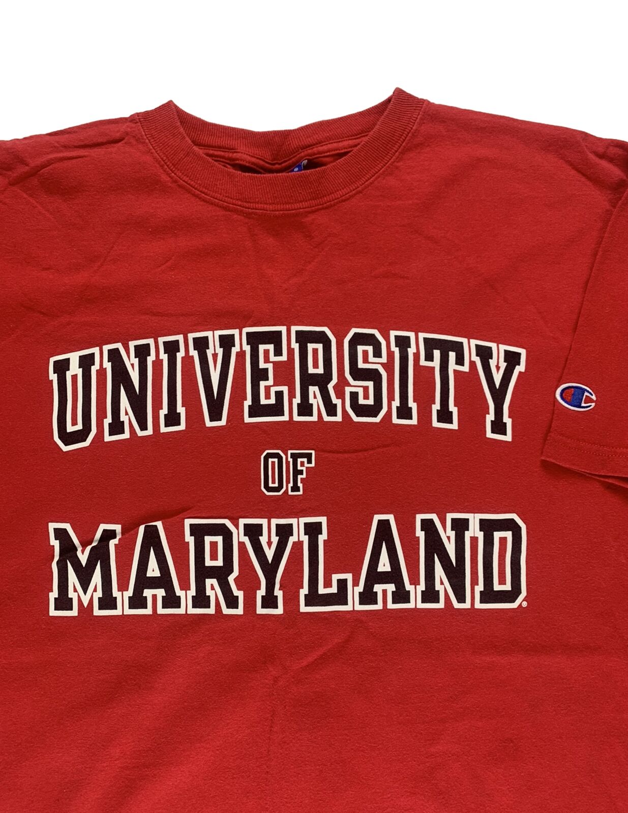 Vintage University Of Maryland Shirt Adult XL Red Short Sleeve Champion Tee Mens
