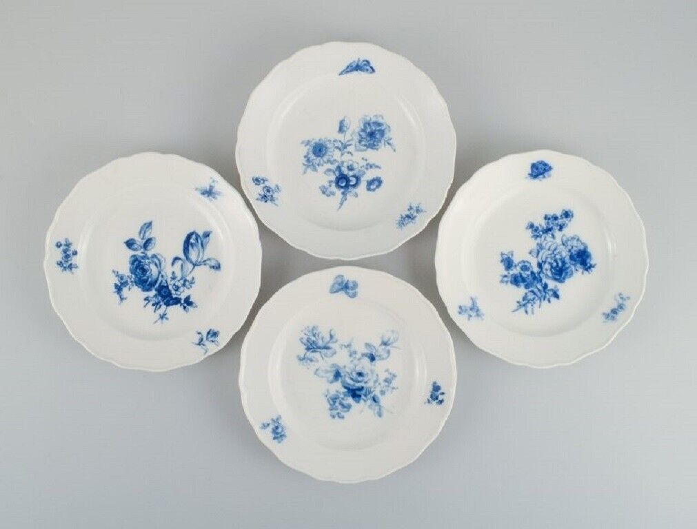 Four antique Meissen dinner plates. Late 19th C.