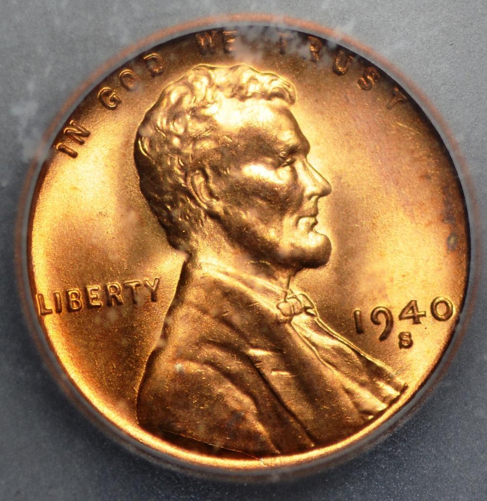 1940-S Lincoln Wheat Cent MS67RD Slabbed & Graded by ICG, 