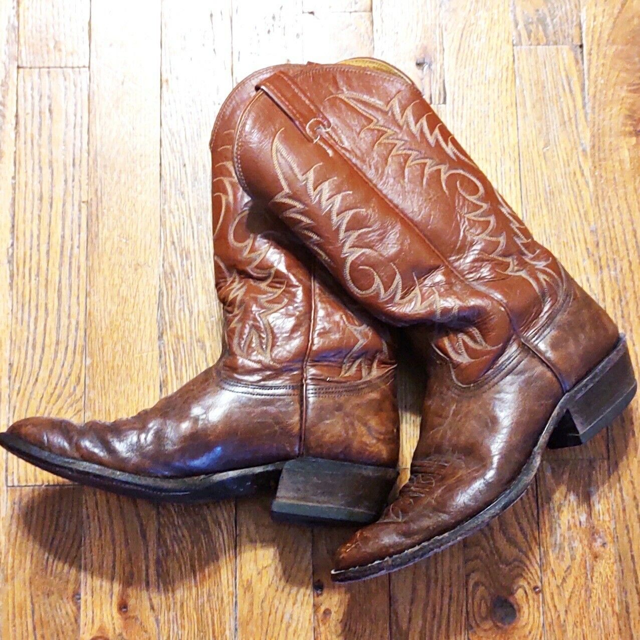 Vintage Nacona Cowboy Boots 8.5 D Rusty Brown Bullhide Leather 