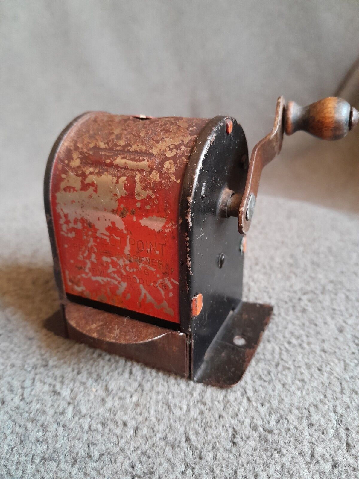 Rare Antique Irwin Pat Pending Perfect Point Pencil Sharpener Working W/Tray