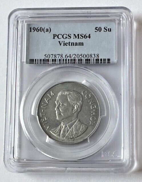1960 (a) ~ South Vietnam ~ 50 Su ~ OG Light Blue Label ~ PCGS ~ MS 64 ~ $168.88