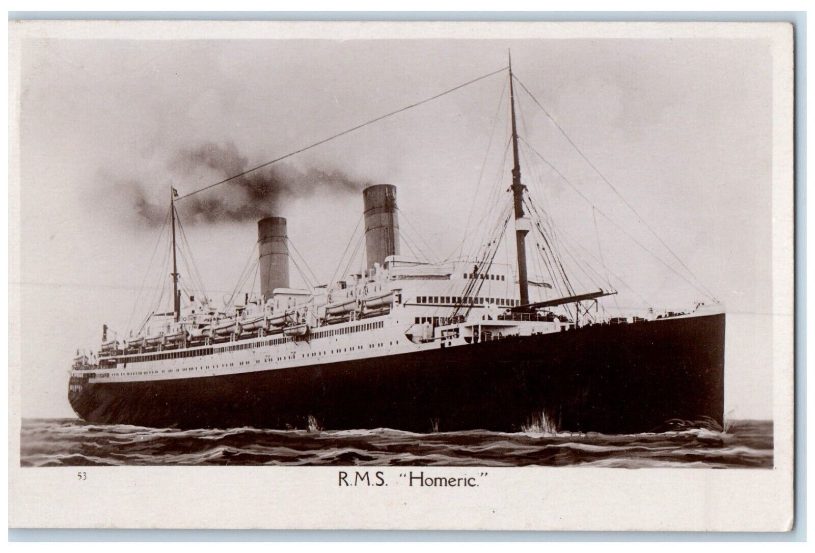 c1910's RMS Homeric Steamship View RPPC Photo Ship Boat Antique Postcard