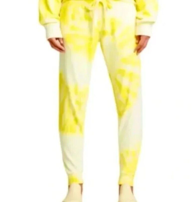 LA DETRESSE Empress Electric Lemonade Sweatpants NEW Yellow White Tie Dye