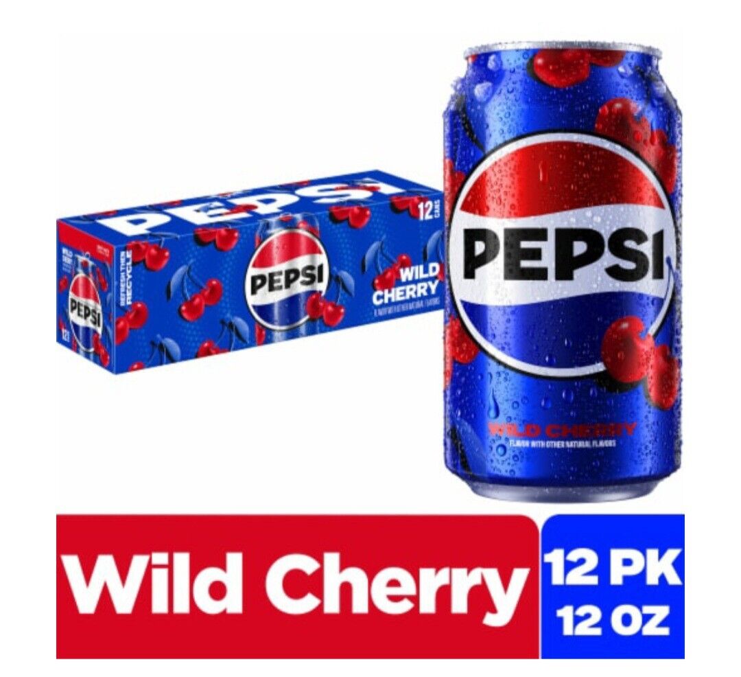 PEPSI WILD CHERRY Soda Pop  (1) 12 Pack of 12 oz Cans