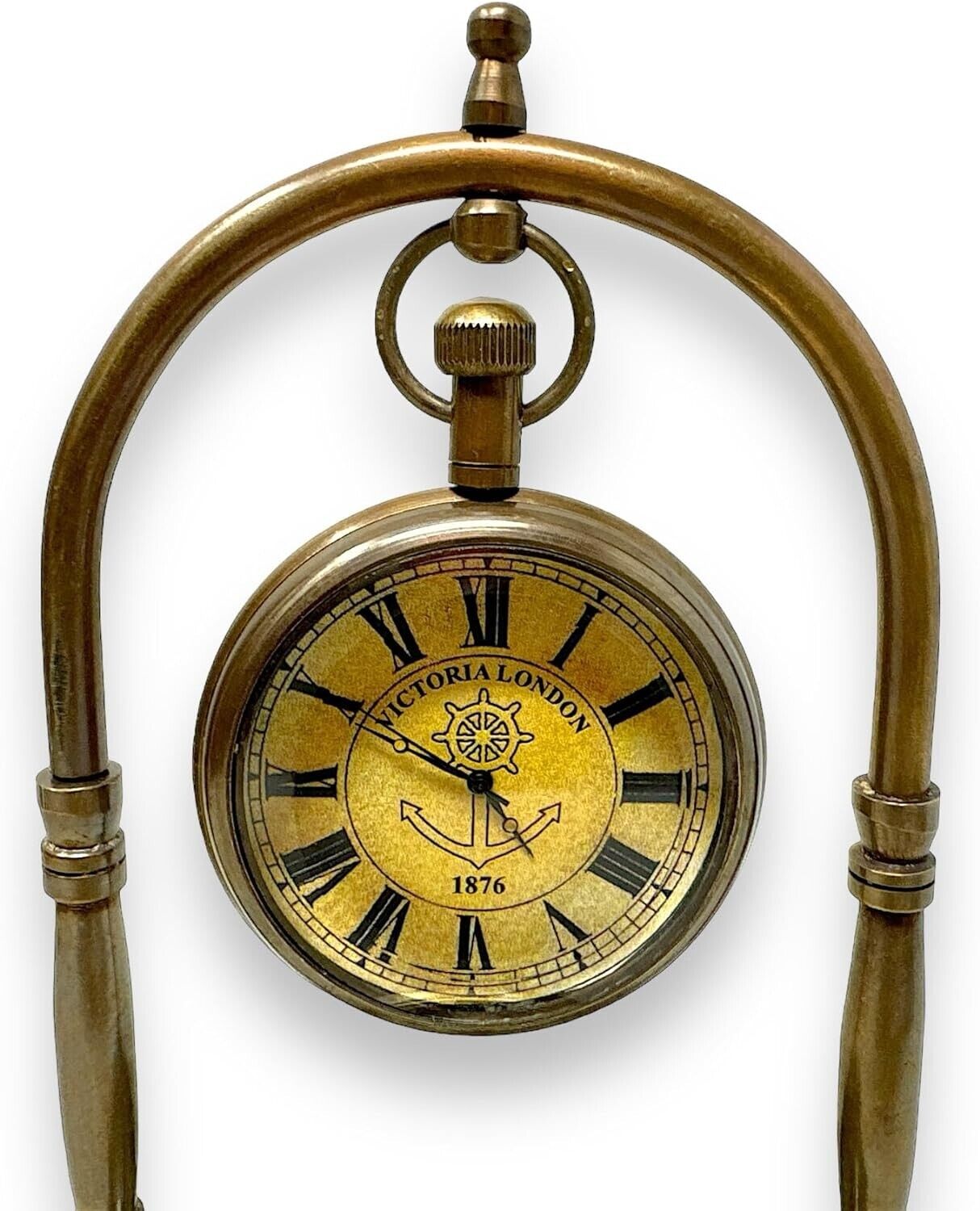 Brass Hanging Desk Clock Victoria London Pocket Watch Vintage Decorative Clock