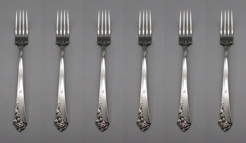 Oneida Stainless Flatware  DAMASK ROSE Dinner Forks - SET OF SIX * CUBE