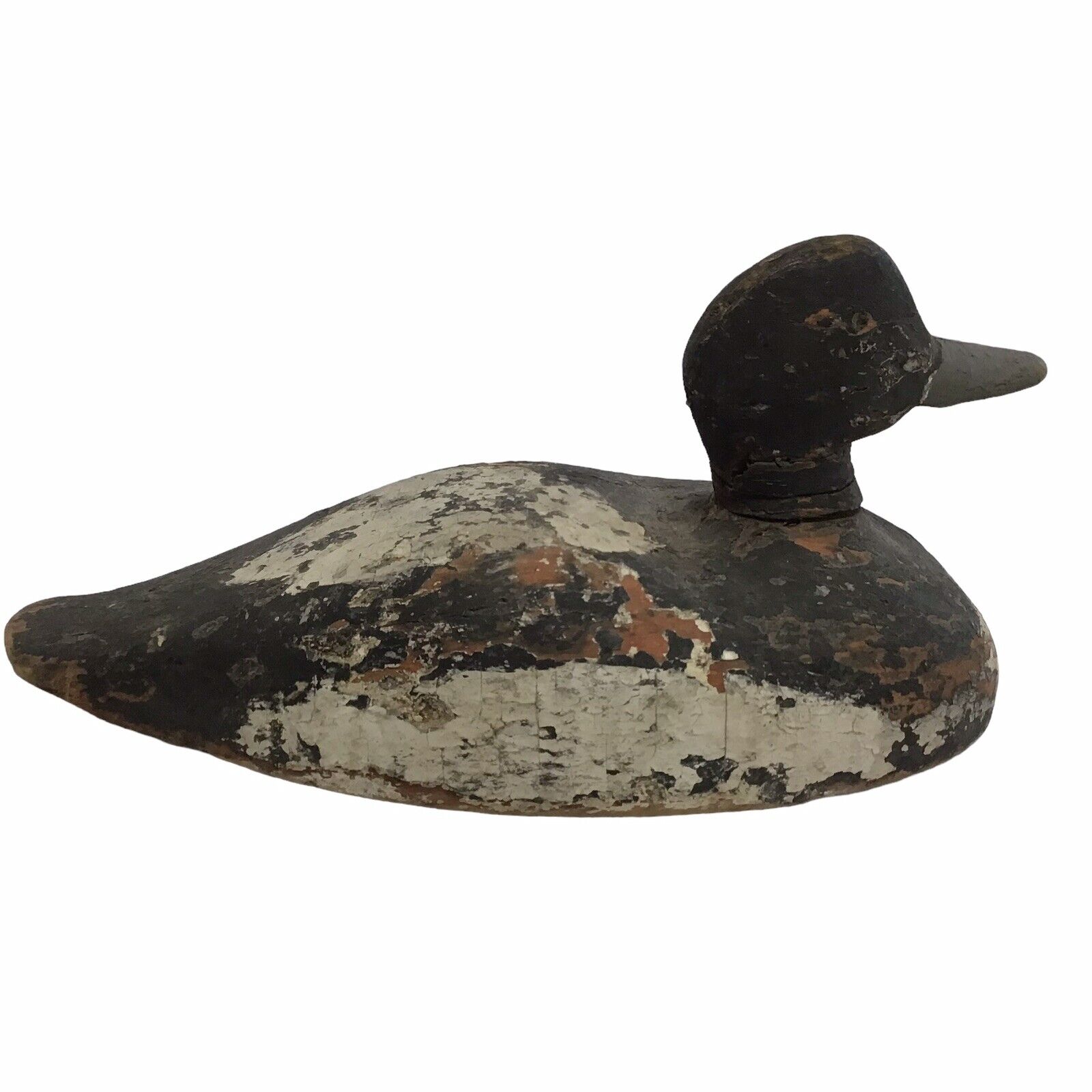 Antique Large Wooden Duck Decoy Hunting Folk Art Wood Weighted SIGNED