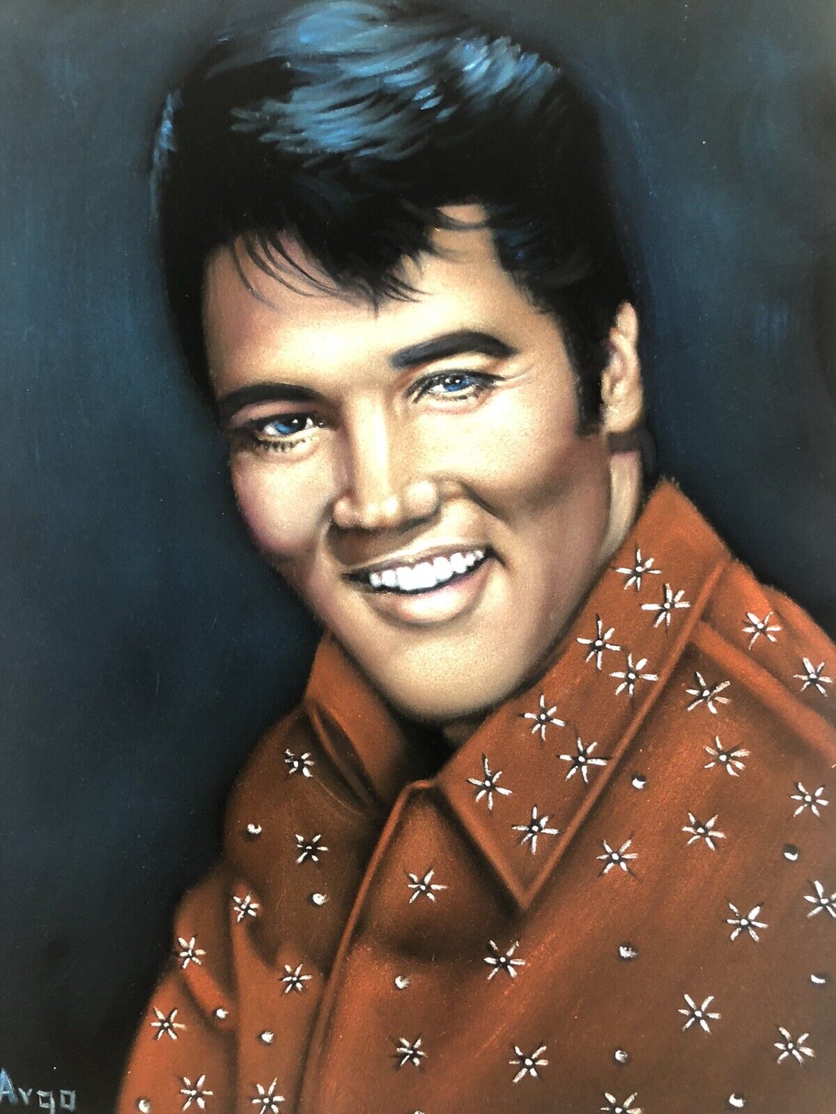 Young Elvis Presley black velvet original oil painting handpainted signed art