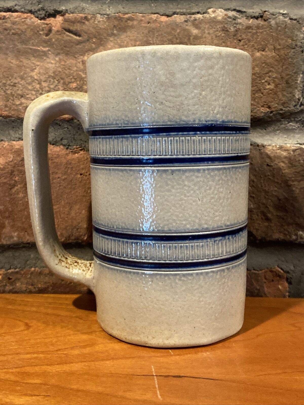 Antique White’s Utica? Blue Decorated Salt Glazed 5” Stein Mug