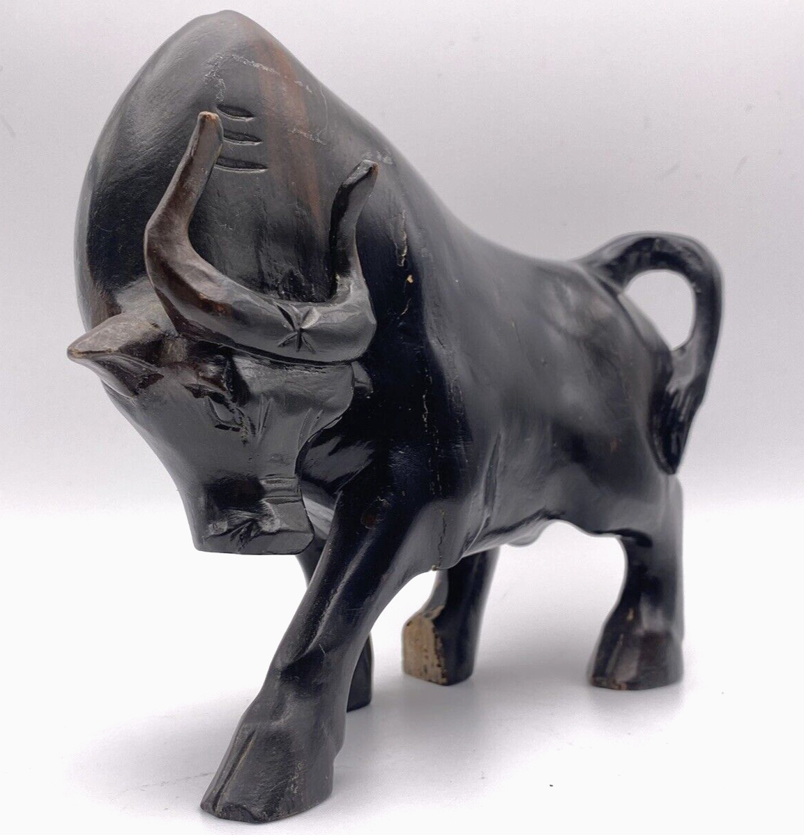 Vintage Black Bull Taurus Resin Figurine Art Deco Rare