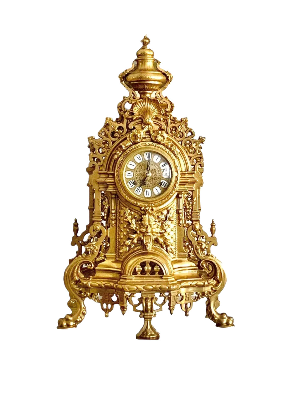 Mantel Clock Imperial Style Heavy Brass Made in Italy Luxurious Vintage Decor