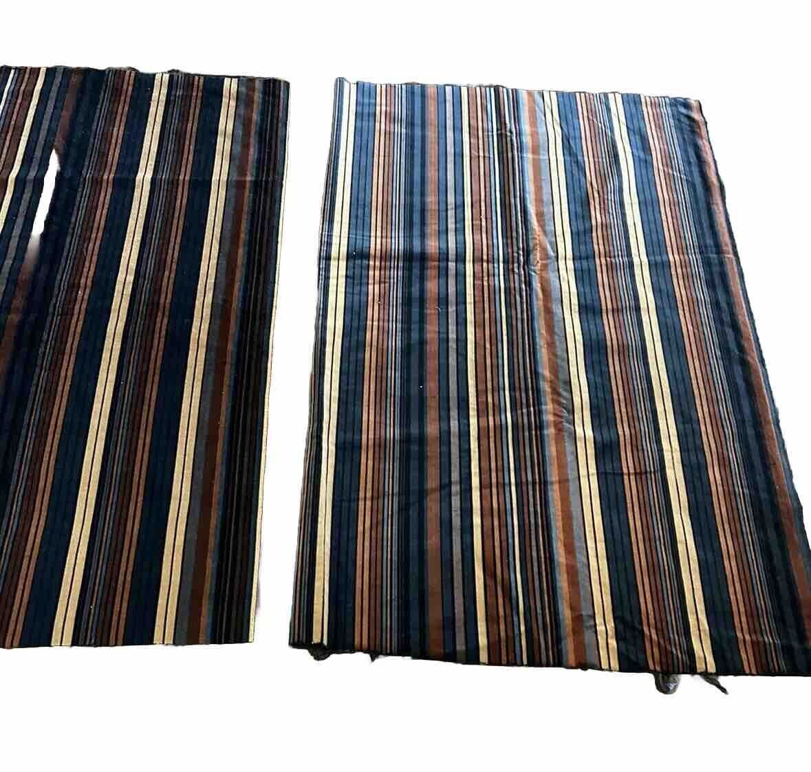 Vintage Striped Velvet Brown Cotton Fabric W44xL32” 2 Pieces Pillow Covers NICE