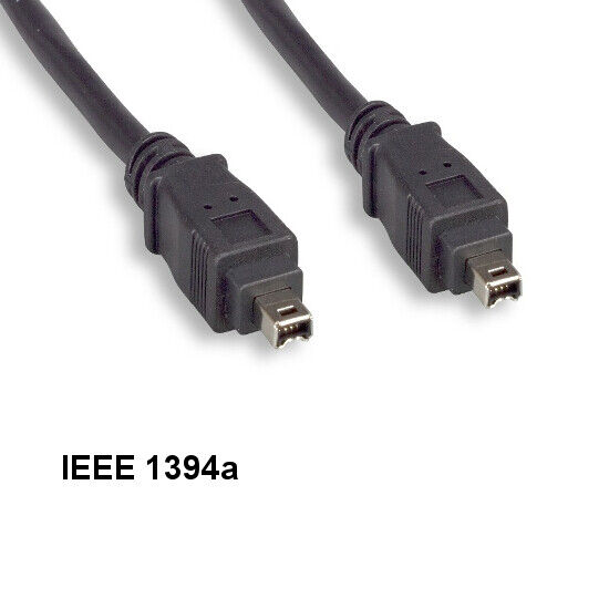 Kentek 3' IEEE1394A 4 Pin Male to Male Firewire 400 Mbps iLINK DV Cable PC Blk