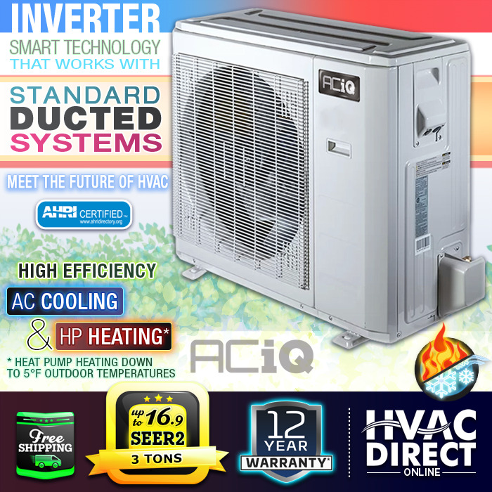 3 Ton 16.9 SEER2 ACiQ Central Air High Efficiency Inverter AC Cooling Heat Pump