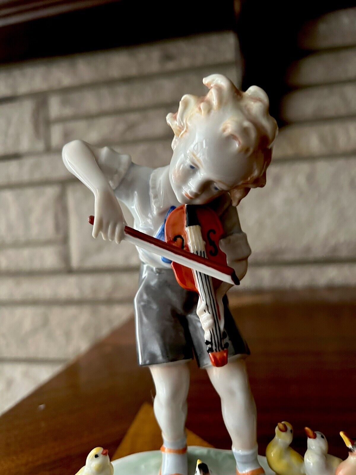 Metzler & Ortloff Porcelain Figurine Germany Mother’s Day Boy, Violin, Ducks