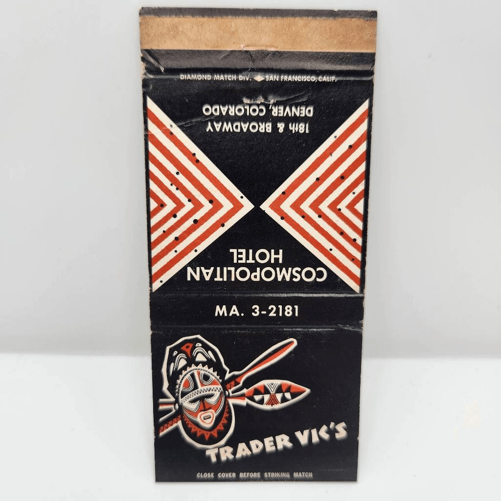 Vintage Matchcover Trader Vic's Cosmopolitan Hotel Denver Colorado