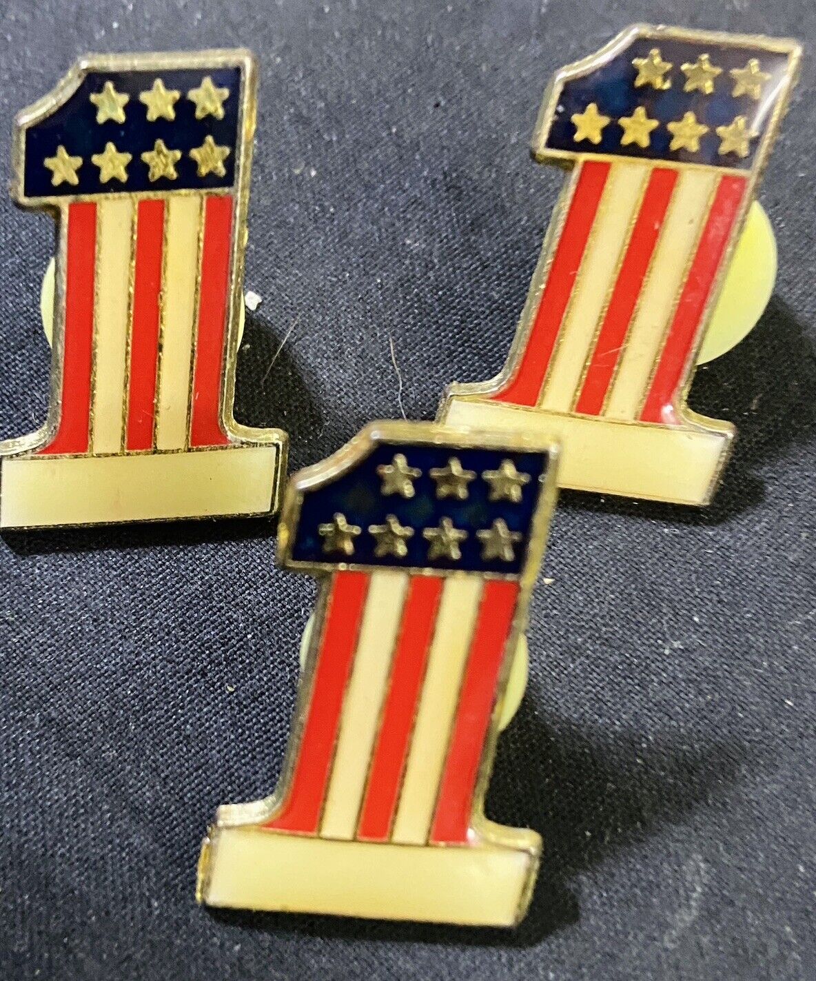 Vintage Harley Davidson Style Red White And Blue #1 Lapel Pins Lot Of 3