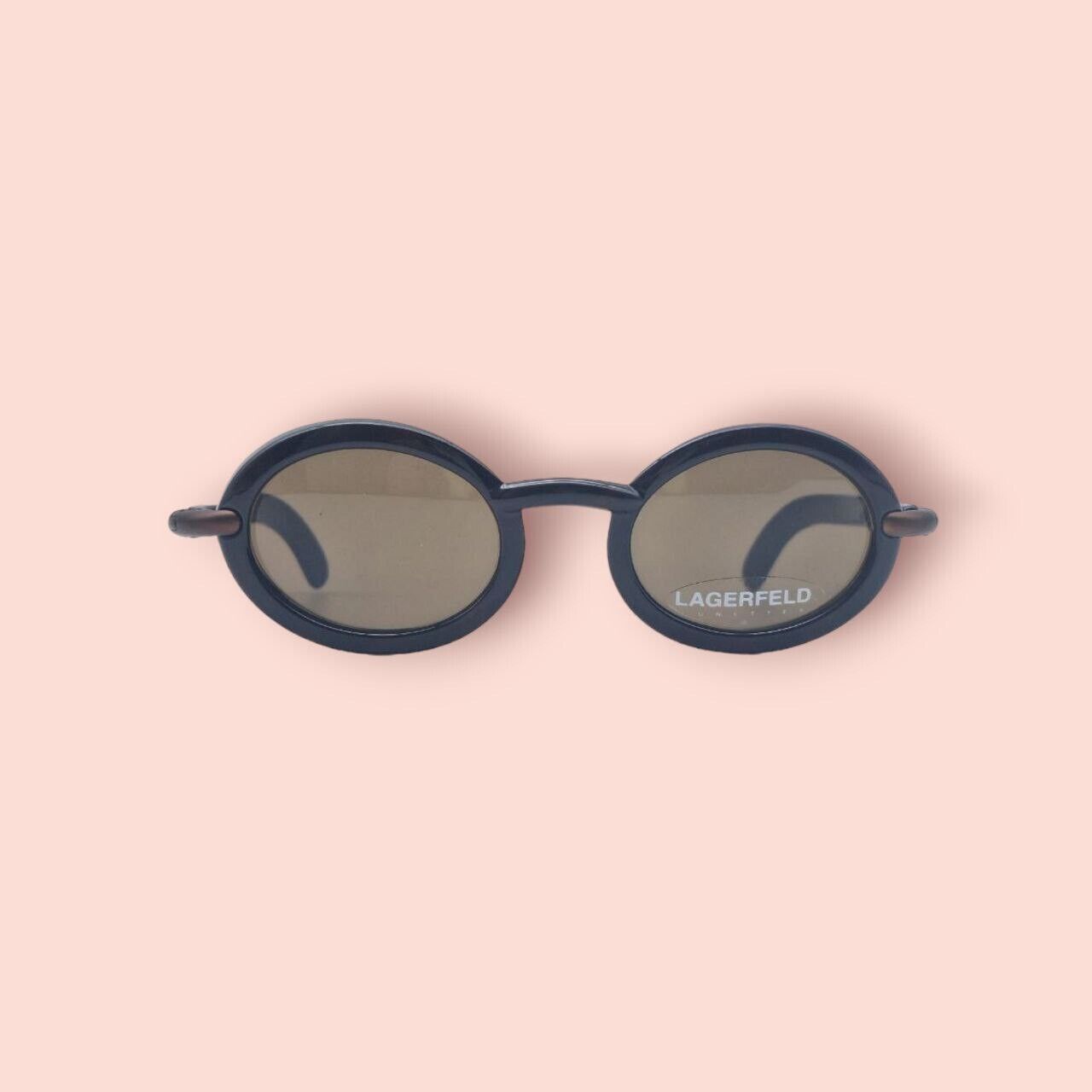90s Vintage Karl Lagerfeld Oval Sunglasses Brown Lens & Frame Women Made France