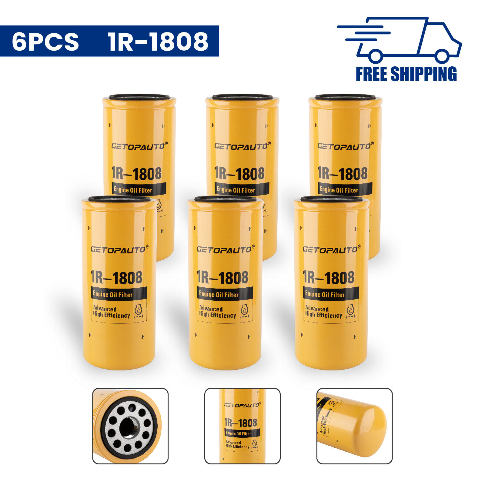 1R-1808 Engine Oil Filter For Caterpillar Replace 275-2604 P551808 6 PCS