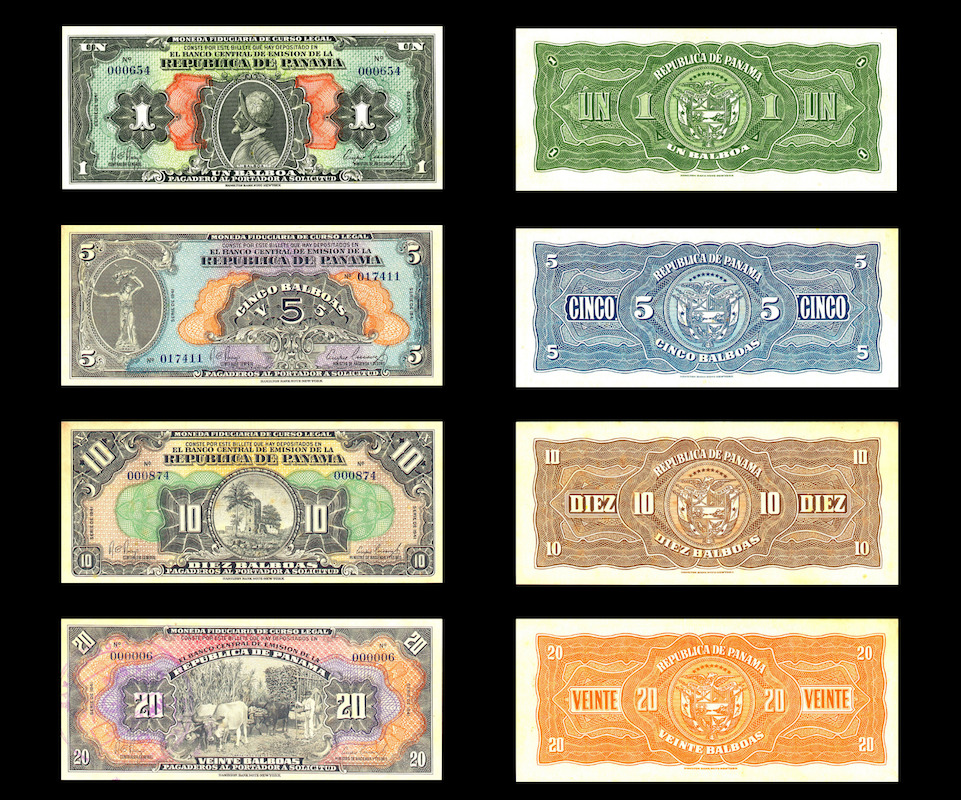 Reproduction Rare Panama banknote Banco Central Balboas 1941 full set Antique