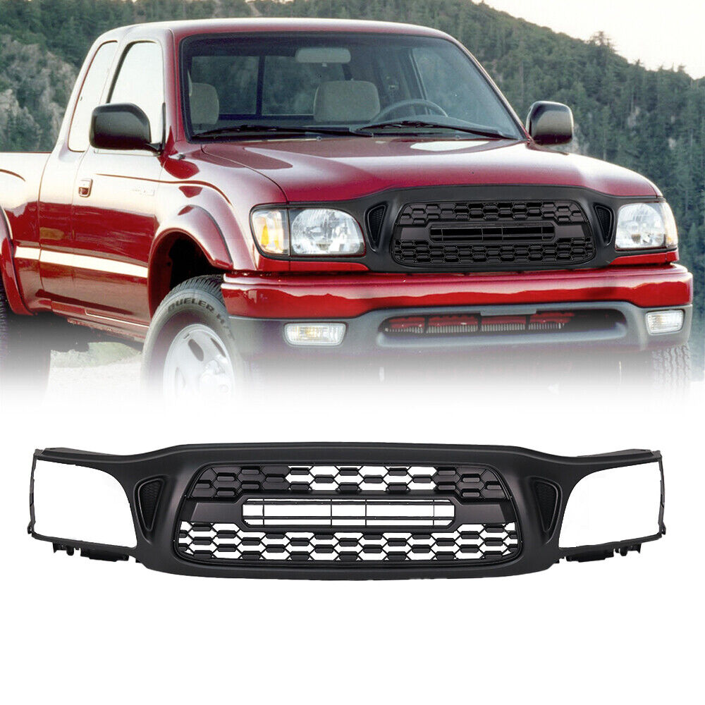 Front Bumper Grille W/Amber Lights For 2001-2004 Toyota Tacoma Matte Black ABS