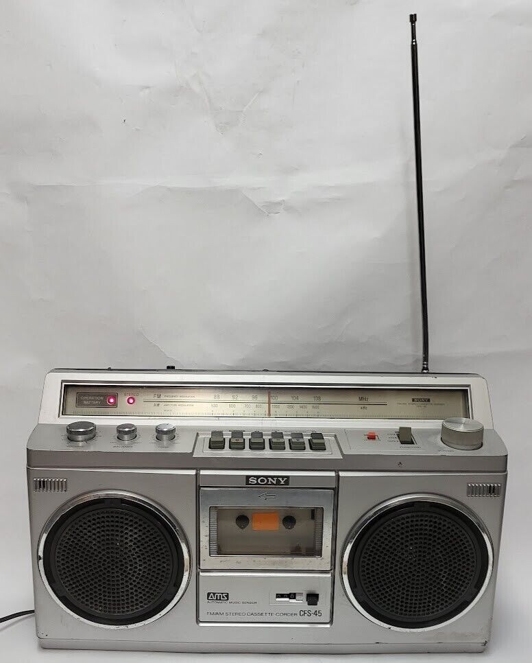 Vintage Sony Boombox Radio Cassette Stereo Model CFS-45 Parts Repair Boombox