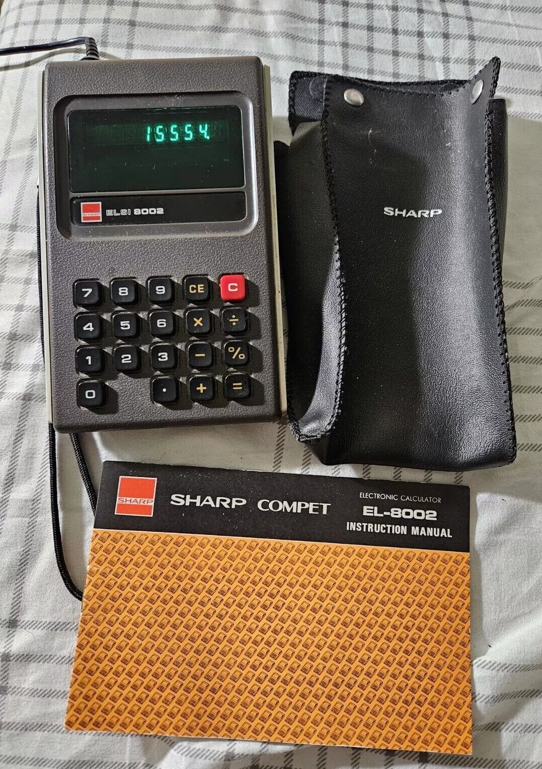 Vintage SHARP ELSI 8002 Calculator Japan Mdl EL-8002 +Case+Manual TESTED WORKING