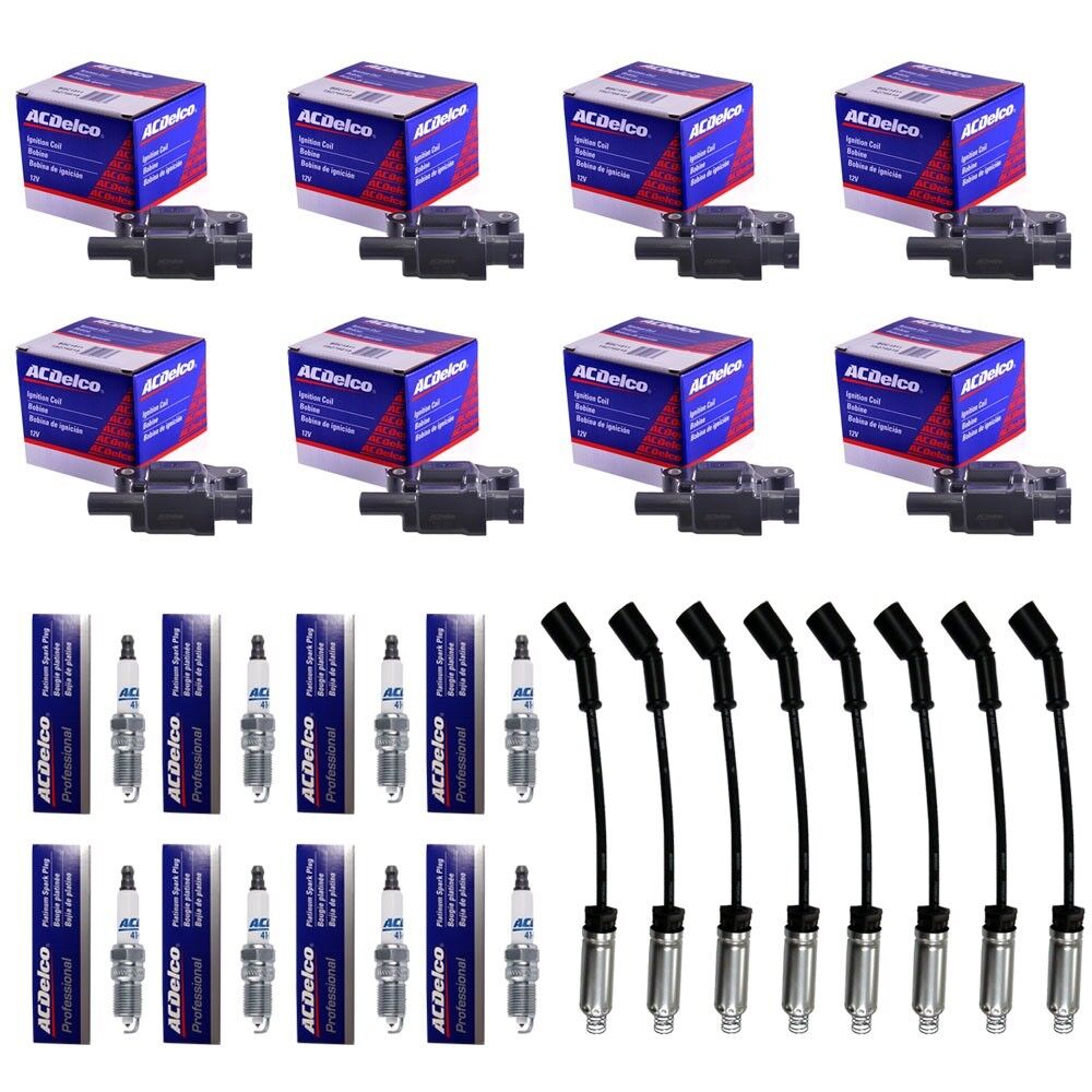 OEM Set of 8 BS-C1511 Coils+8 41-962 Spark Plugs+8 Plug Wires w/Heat Shields