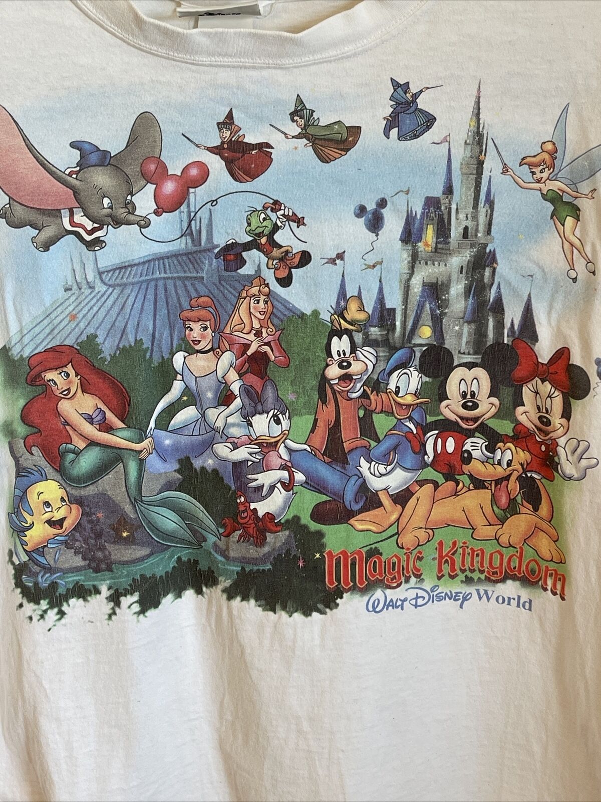 Vintage Disney Shirt Magic Kingdom Full Character Size Large Double Sided Rare