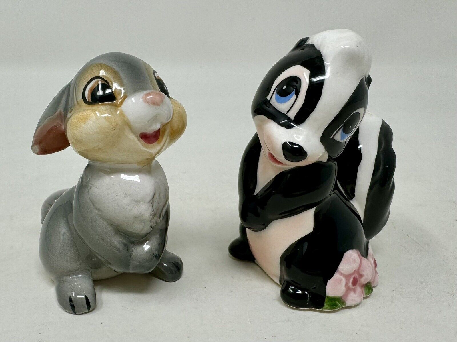 Rare Vintage Disney Bambi’s Friends: FLOWER & THUMPER Ceramic Figurines JAPAN