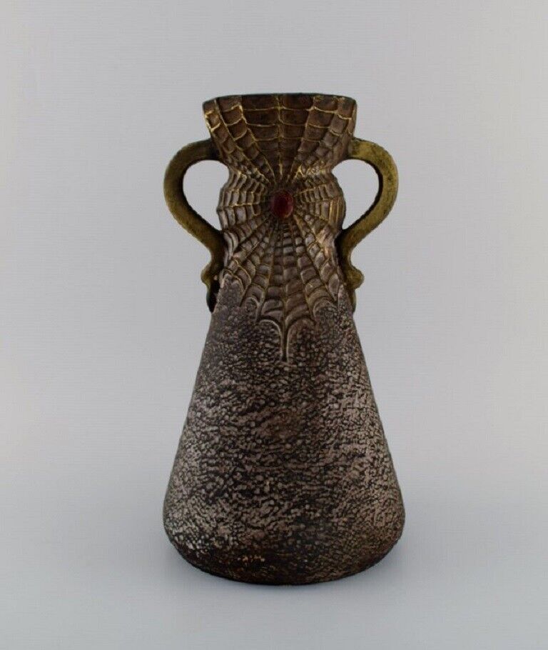 Josef Strnact, Austria. Antique Art Nouveau vase with handles.