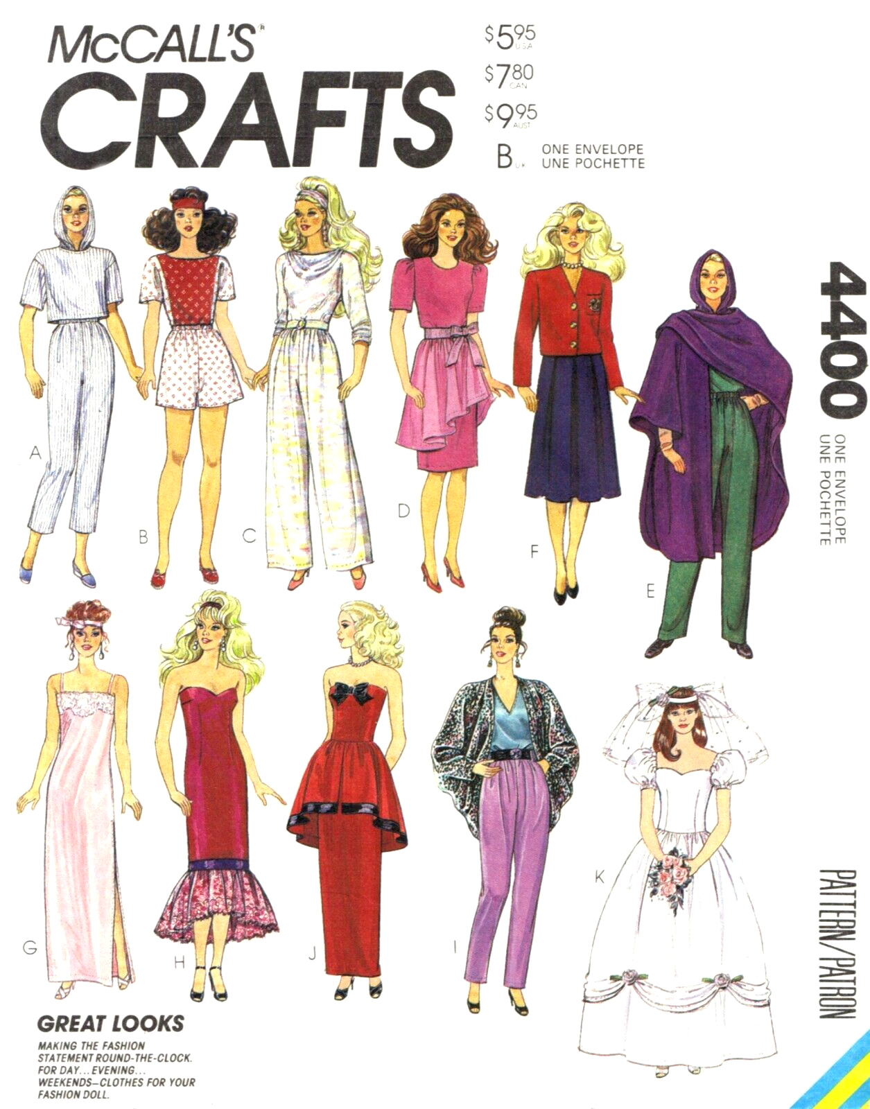 Vintage 1980s Barbie Clothes Pattern Reproduction McCall's 4400 Uncut