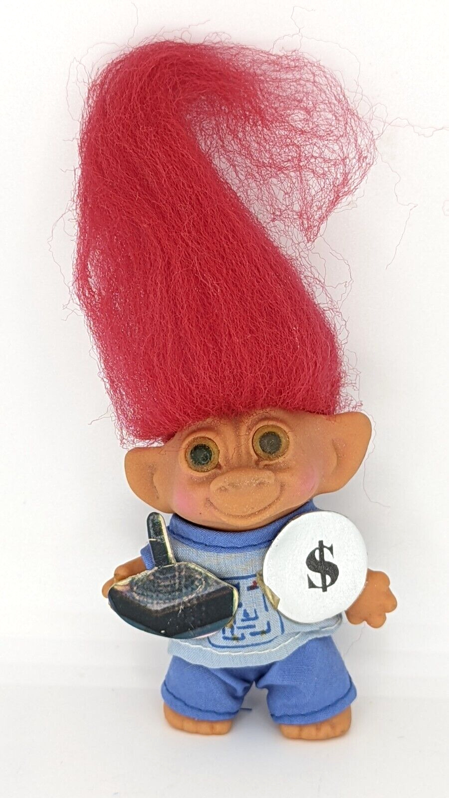 Troll Doll  Vintage 3 inch Red Hair  Original Gamer Uneeda Wishnik Tab