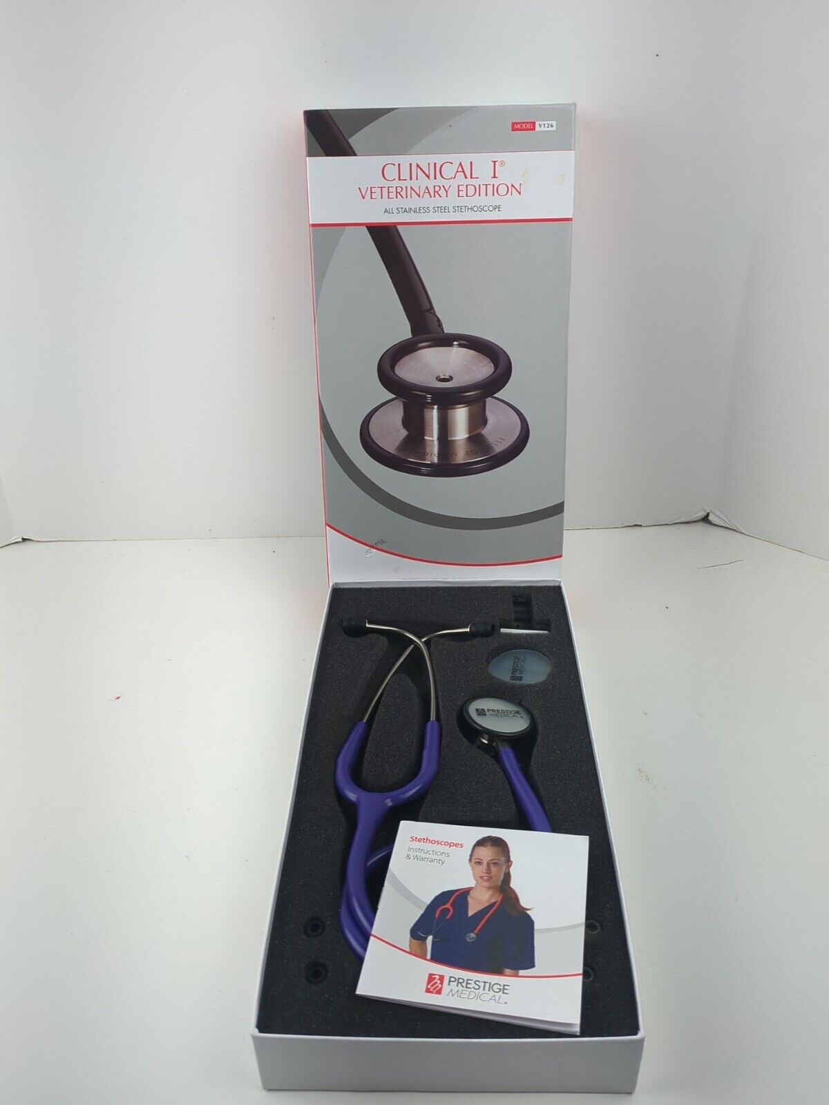Prestige Medical Veterinary Clinical I Stethoscope, Stainless Steel, Purple