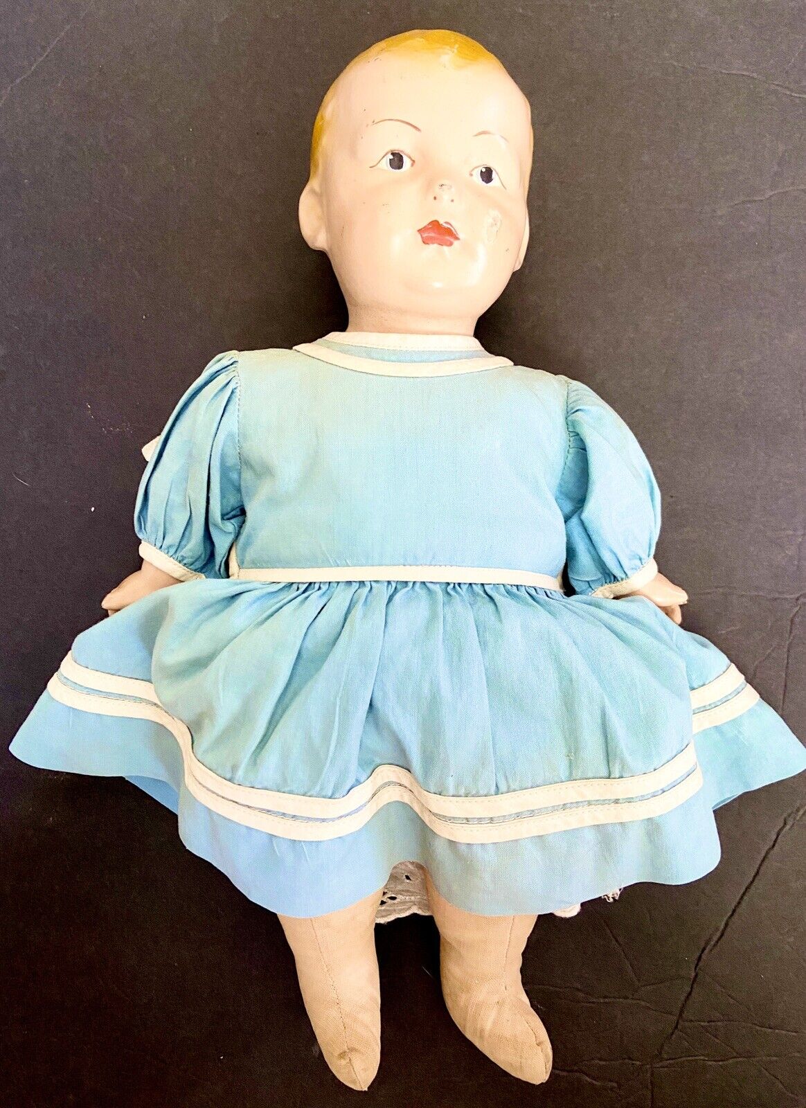 Vintage 1915 Louis Amberg LA&S Composition Cloth Girl Character Doll 14”