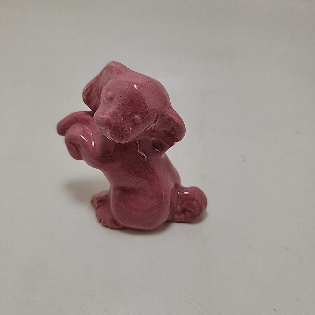 Rosemeade Pottery Figurine Pink/Purple Spaniel Puppy Dog Sitting Vintage Retro 