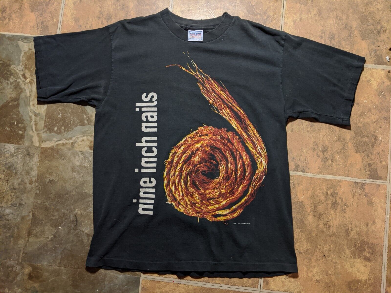 VTG 1994 1995 Nine Inch Nails T-Shirt Further Down The Spiral Coil Rare Vintage