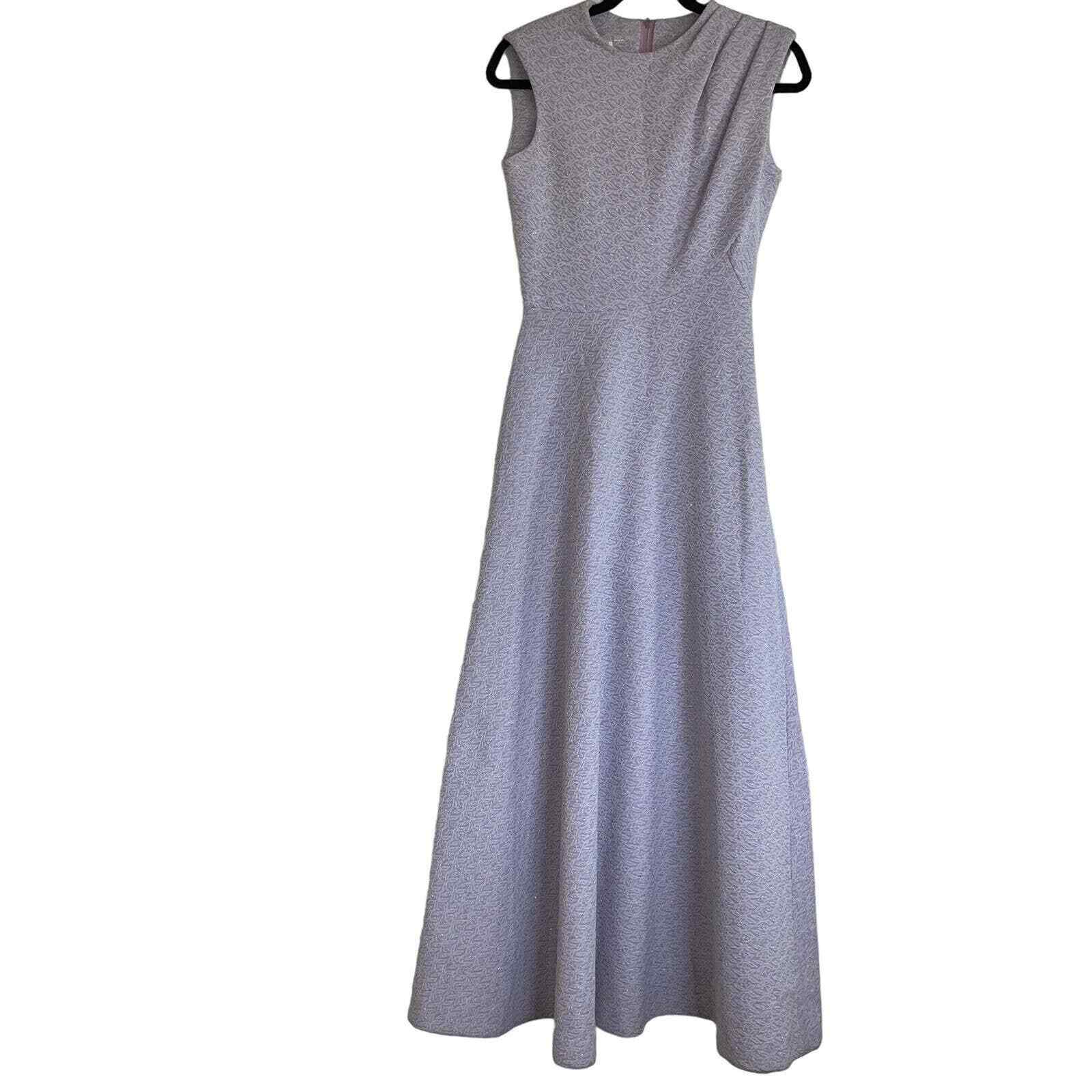 Vintage 1960s Womens Sz S Maxi Dress Thick Knit Light Purple Quilted Metallic We