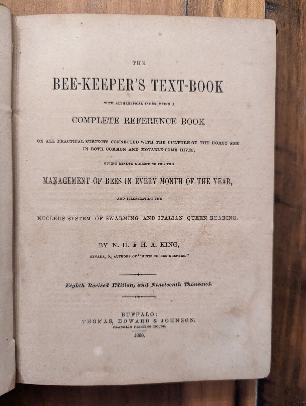 The Bee-keepers Textbook(1868) RARE