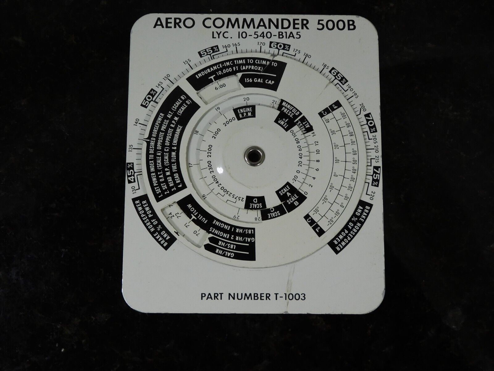 Aero Commander 500B Flight Computer and V-Speeds T-1003