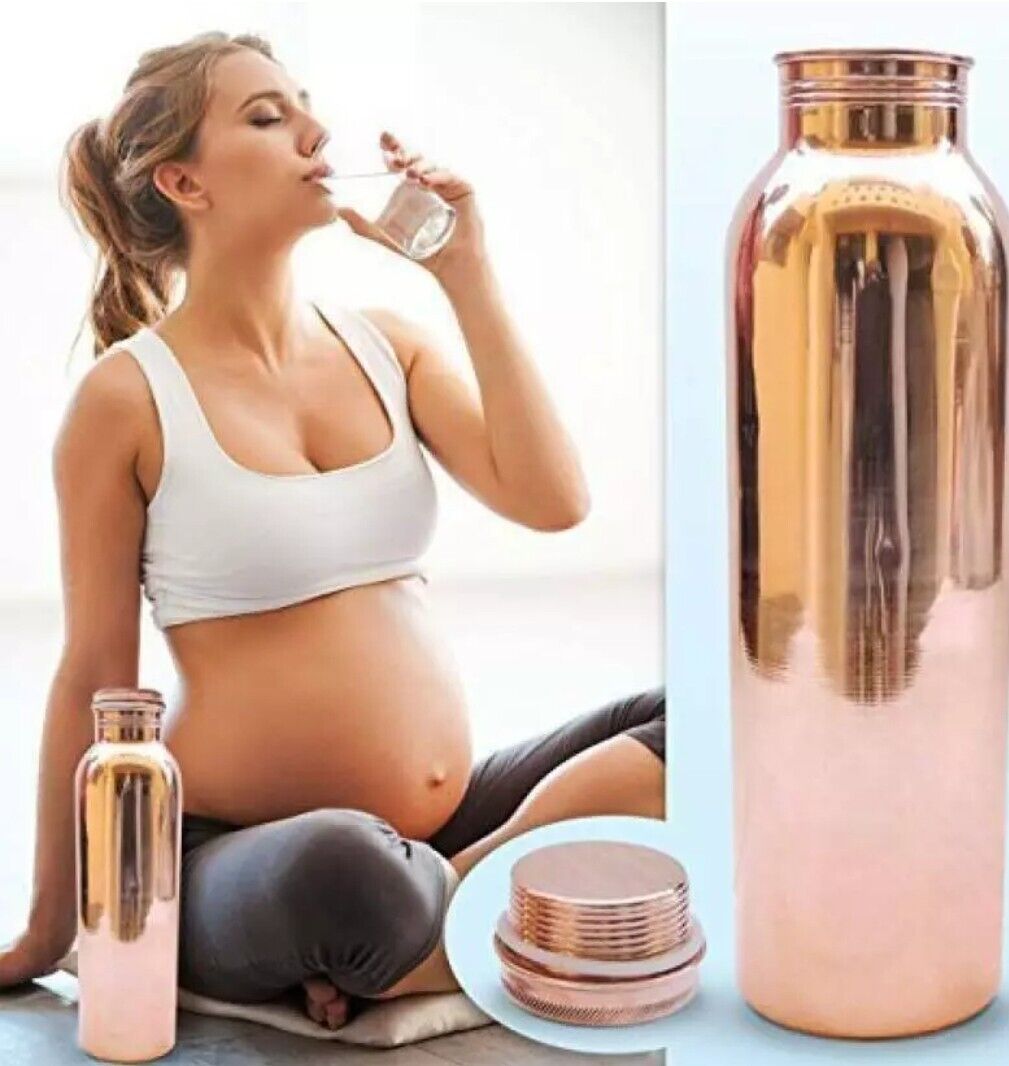 100% Pure Copper Water Bottle for Yoga / Ayurveda Health Benefits 1000 ml gift