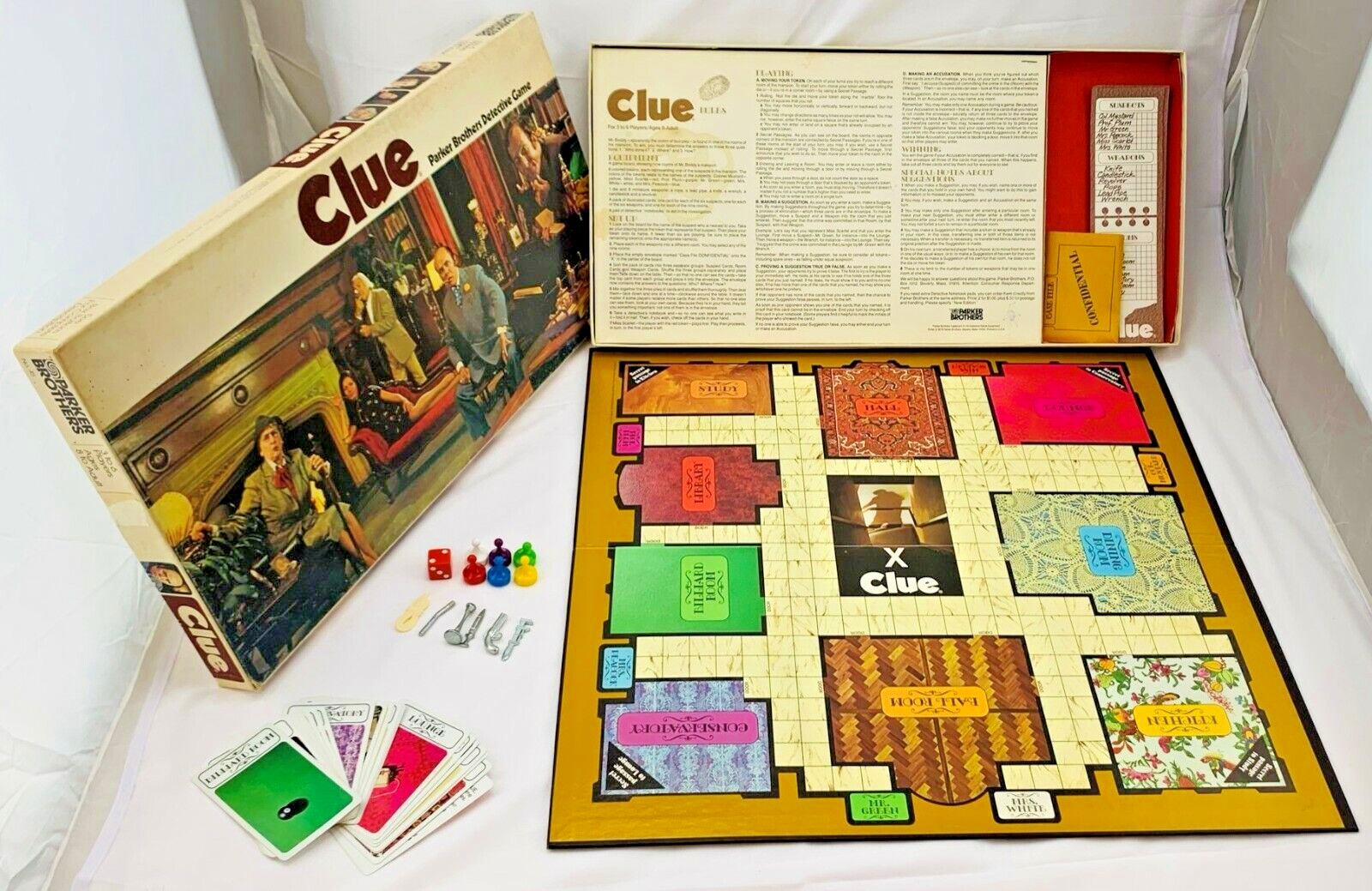 1972 Clue Game by Parker Brothers Complete in Very Good Condition 