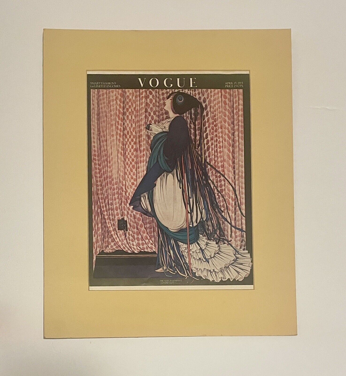 Vintage Vogue Magazine April, 1915 Original Art Deco Cover Art Print